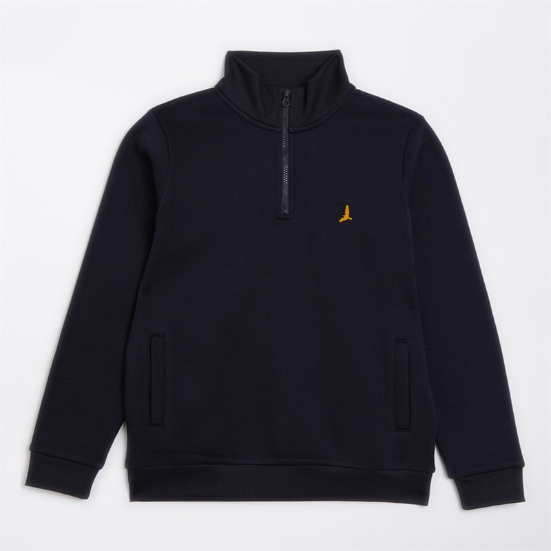 Brave Soul Drenge Quarter Zip Sweatshirt Navy