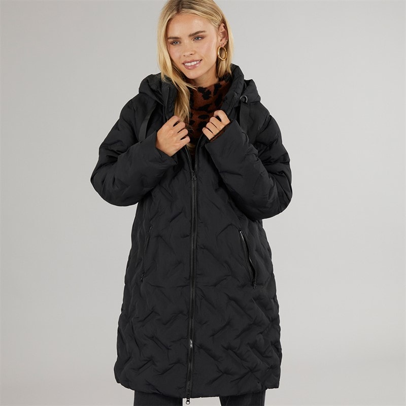 Brave Soul Dame Lilla Lang Dunjakke Sort - Billede 3