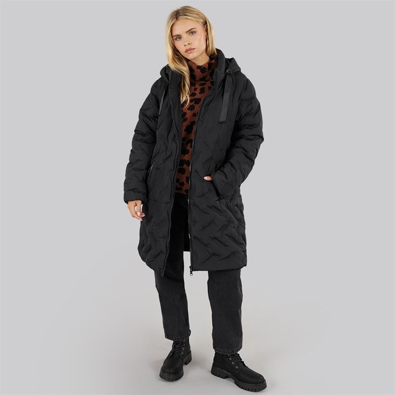 Brave Soul Dame Lilla Lang Dunjakke Sort - Billede 4