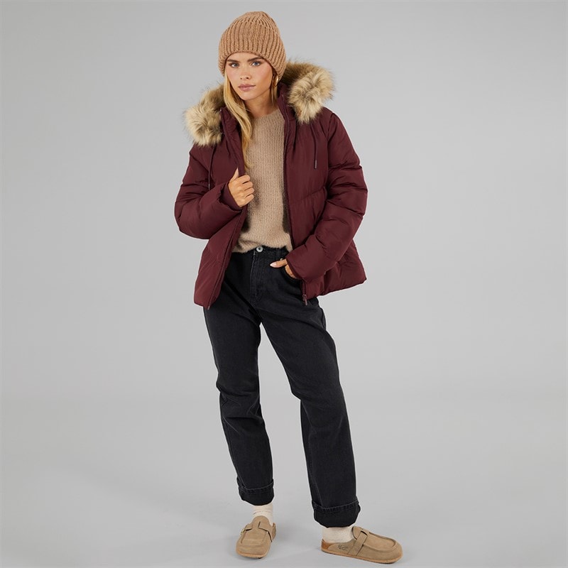 Brave Soul Dame Marcella Kort Dunjakke Bourgogne - Billede 4