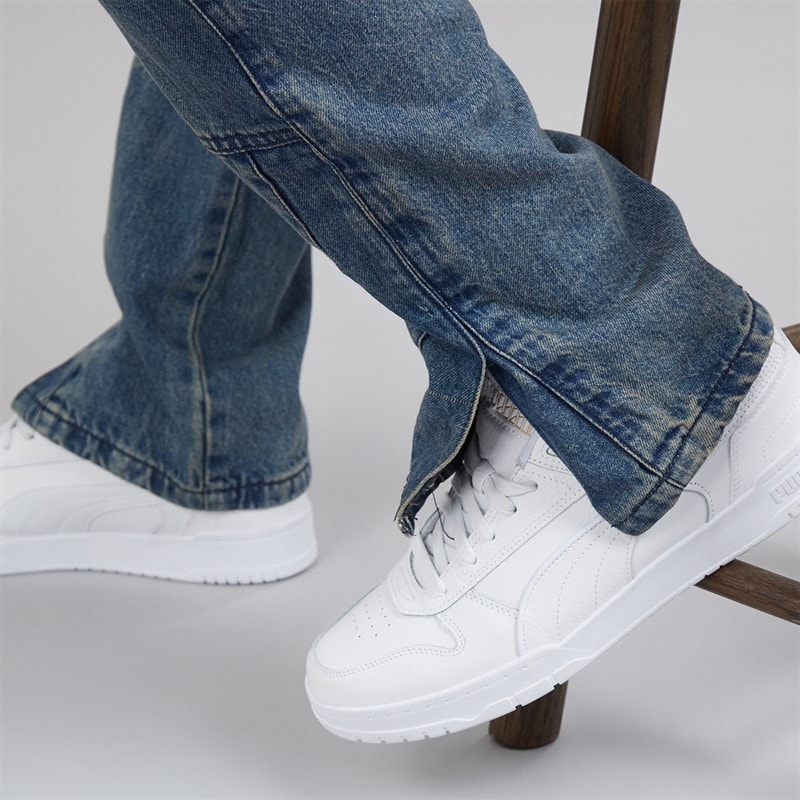 Brave Soul Herre Station Løs Pasform Cargo Jeans Mid Blue - Billede 5