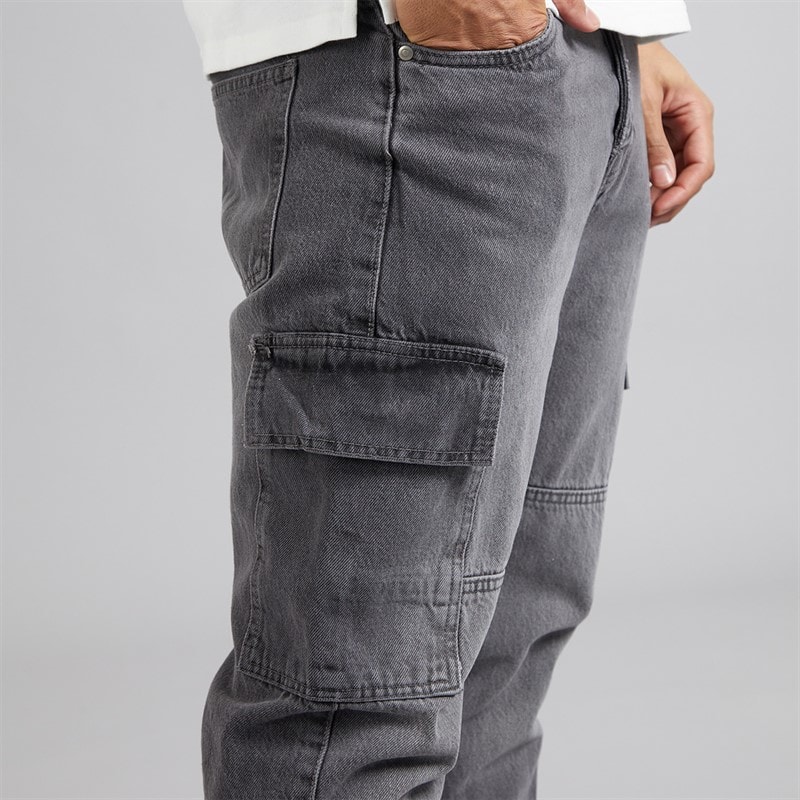 Brave Soul Herre Loose Fit Cargo Jeans Grå - Billede 3