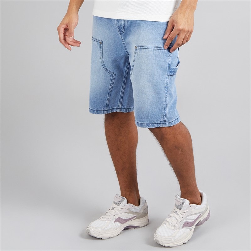 Brave Soul Herre Carpenter Shorts med Løst Fit Light Blue