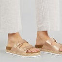Brave Soul Dame Pantha 2 Dobbelt Spænde Platform Sandaler Rose Gold Metallic