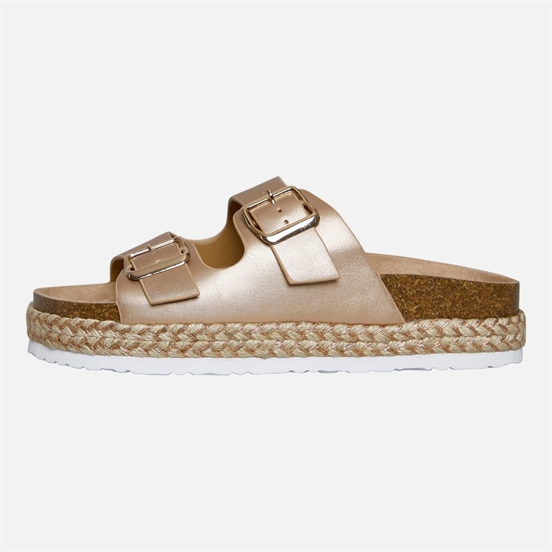 Brave Soul Dame Pantha 2 Dobbelt Spænde Platform Sandaler Rose Gold Metallic - Billede 2