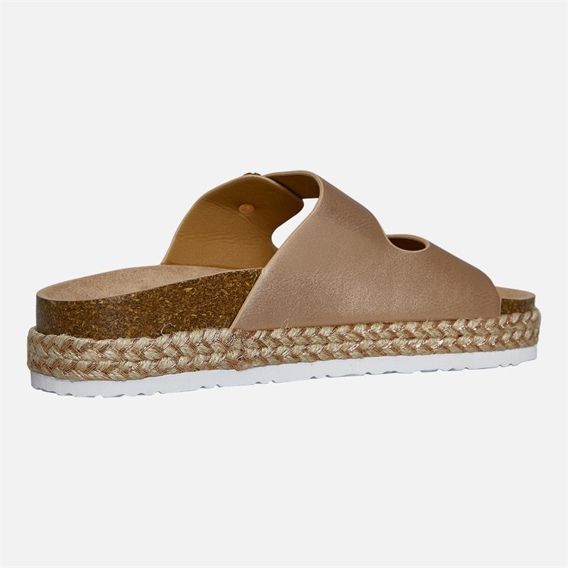 Brave Soul Dame Pantha 2 Dobbelt Spænde Platform Sandaler Rose Gold Metallic - Billede 5