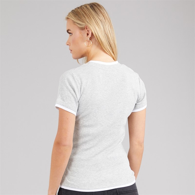 Brave Soul Dame Athena dobbelt lag T shirt Silver Grey Marl/Hvid - Billede 2
