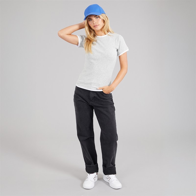 Brave Soul Dame Athena dobbelt lag T shirt Silver Grey Marl/Hvid - Billede 4