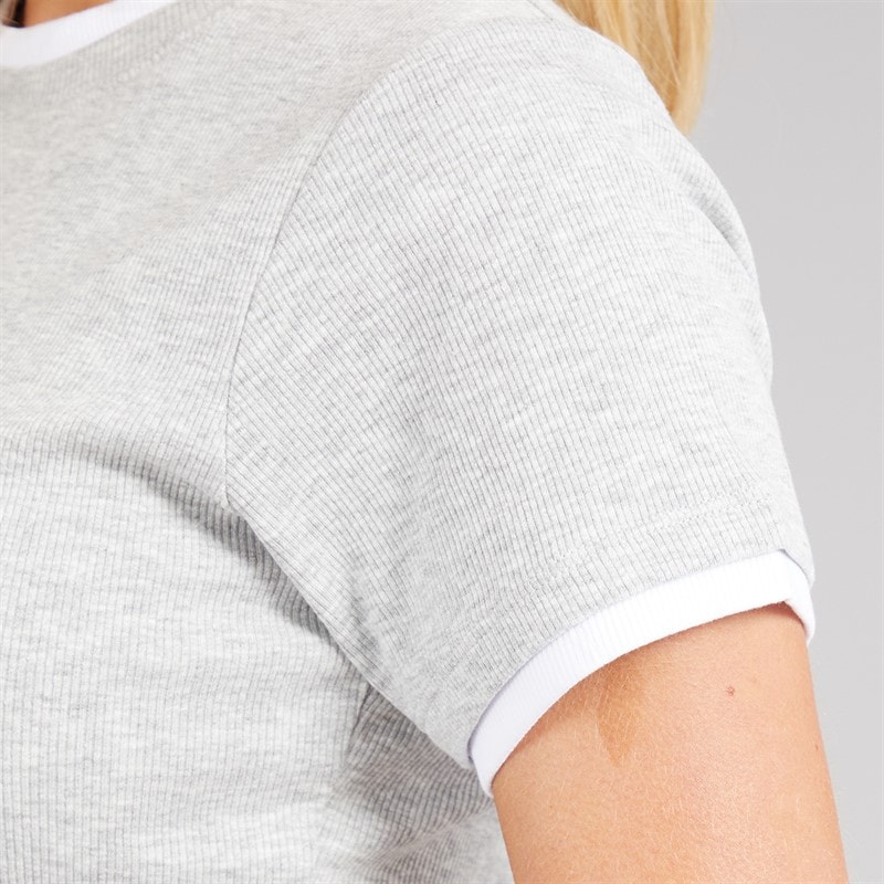 Brave Soul Dame Athena dobbelt lag T shirt Silver Grey Marl/Hvid - Billede 5