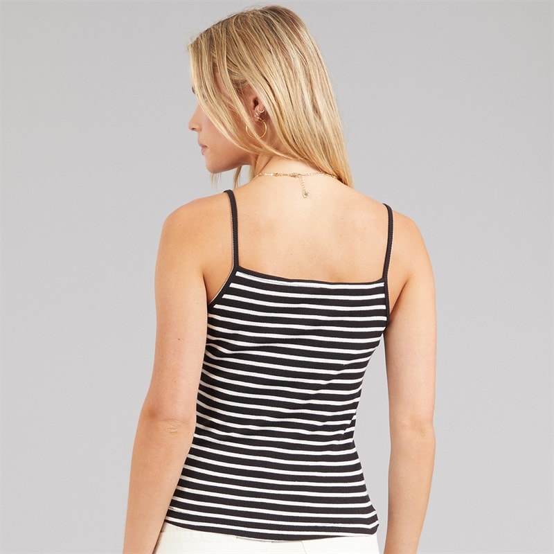 Brave Soul Dame stribet vest Sort/Cream - Billede 2