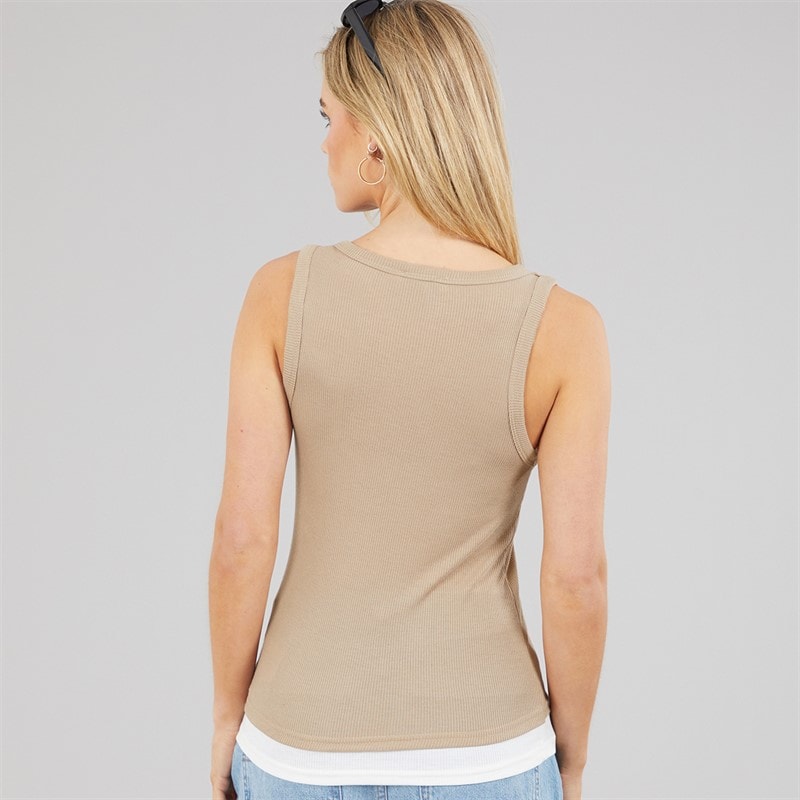 Brave Soul Dame Stella Vest Taupe/Hvid - Billede 2