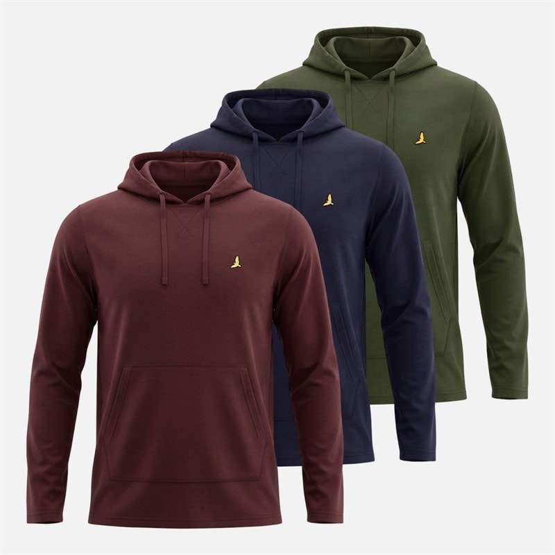 Brave Soul Herre Potter Tre Pak Hættetrøjer Marineblå/Khaki/Bordeaux - Billede 1