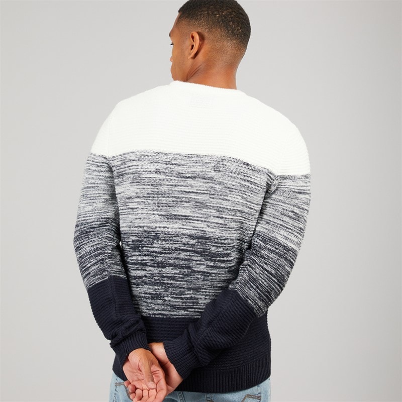 Brave Soul Herre Kilam Strikket Sweater Navy/Ecru - Billede 2