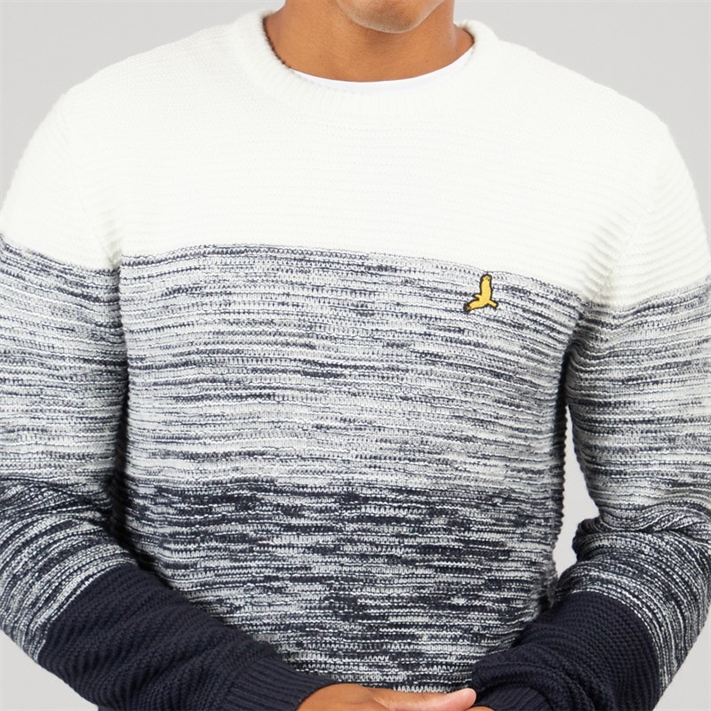 Brave Soul Herre Kilam Strikket Sweater Navy/Ecru - Billede 3