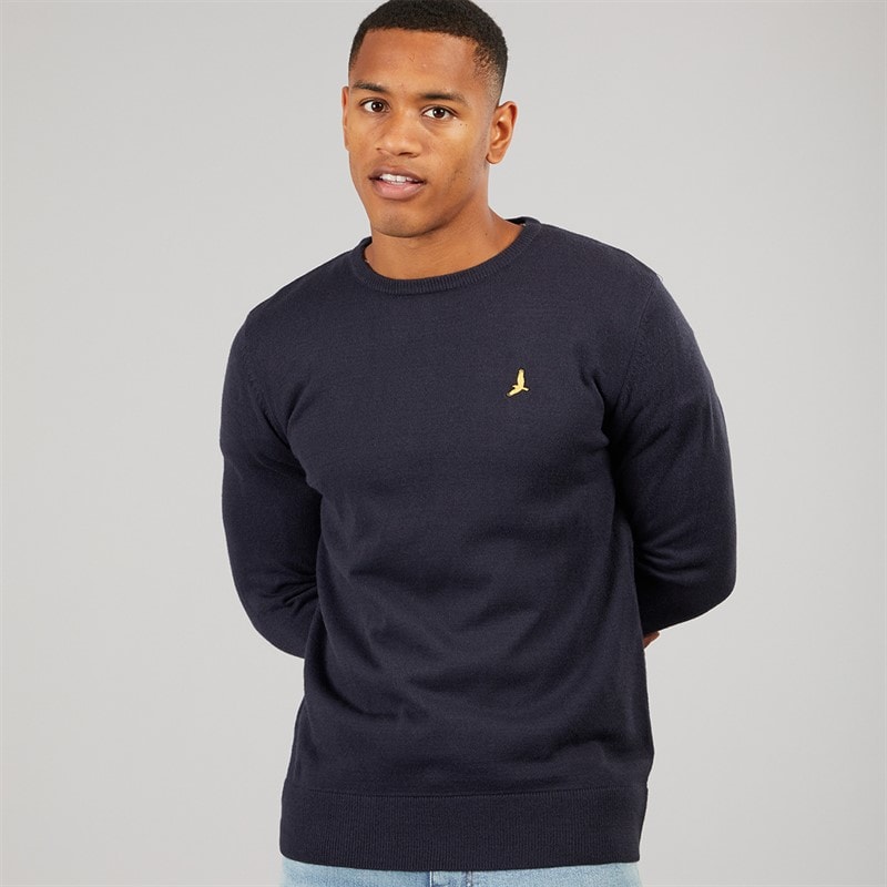 Brave Soul Herre Hybrid Strikket Sweater Navy - Billede 1