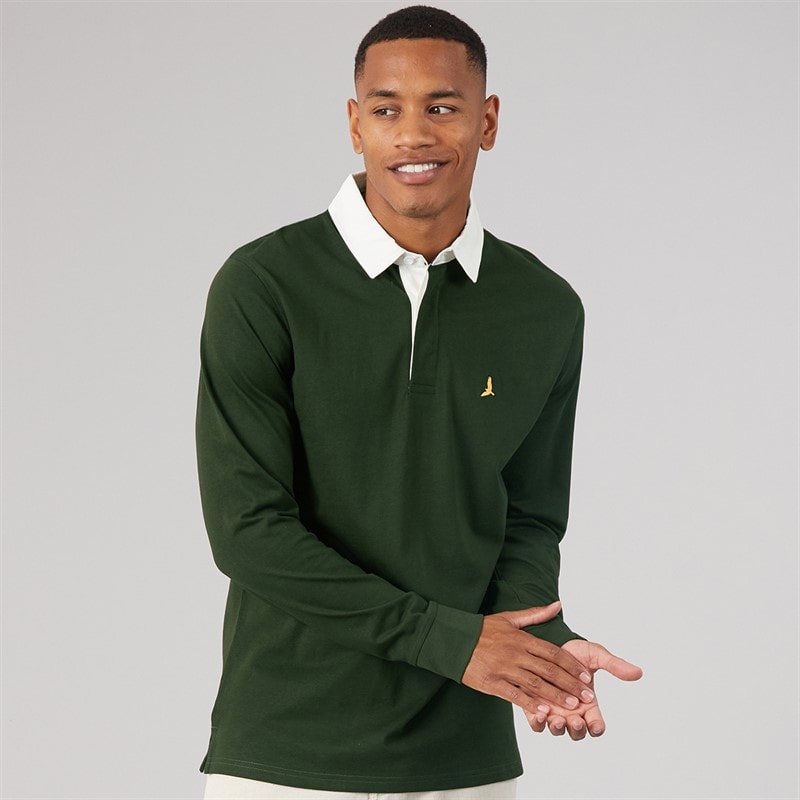 Brave Soul Herre Zeman Rugby Skjorte Hunter Green/Optic White - Billede 3