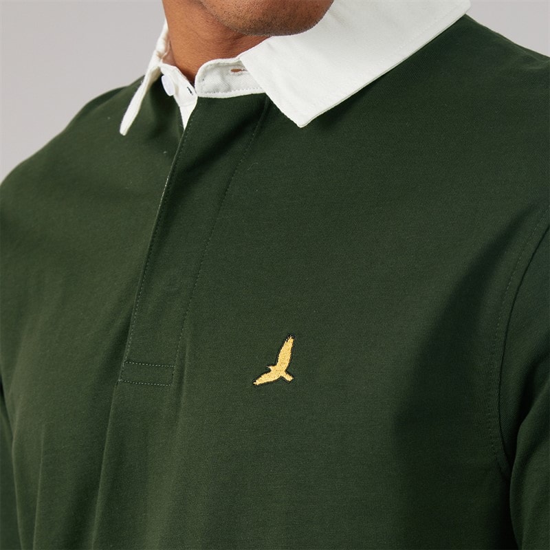 Brave Soul Herre Zeman Rugby Skjorte Hunter Green/Optic White - Billede 5