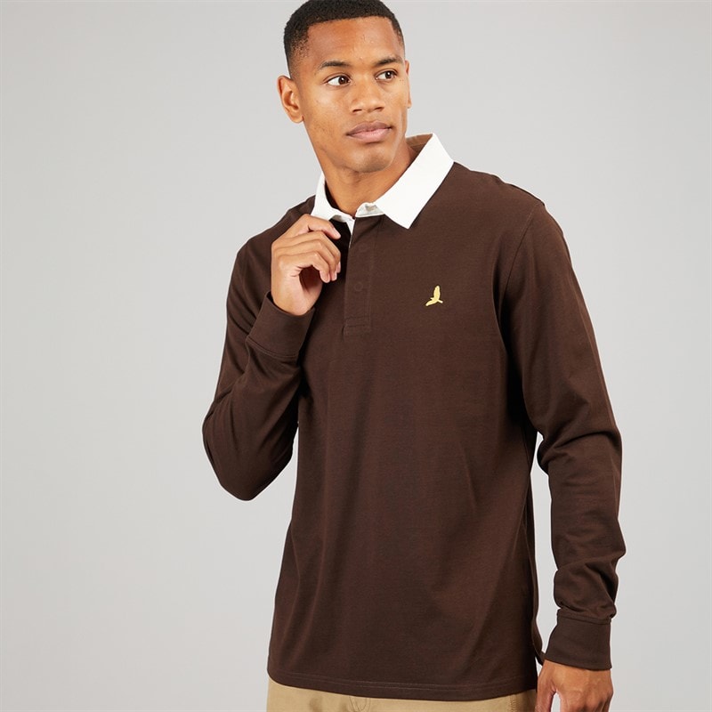 Brave Soul Herre Zeman Rugby Skjorte Bitter Chocolate/Off White - Billede 1