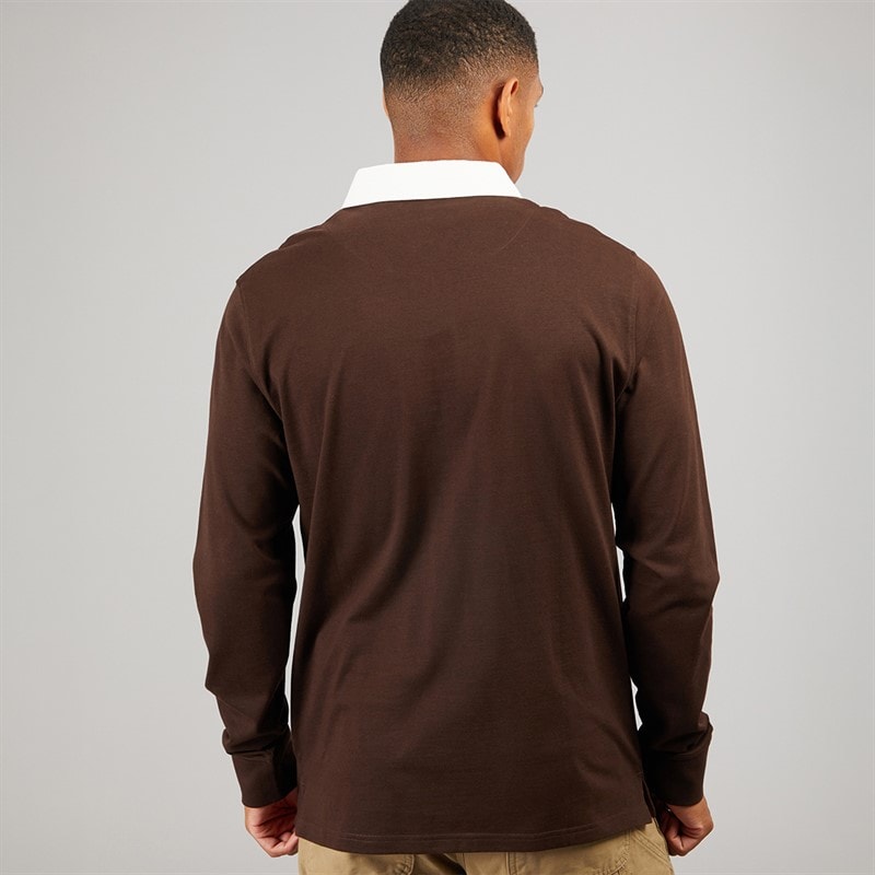 Brave Soul Herre Zeman Rugby Skjorte Bitter Chocolate/Off White - Billede 2