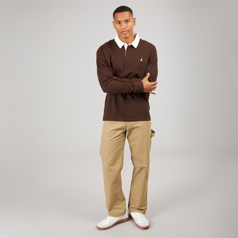 Brave Soul Herre Zeman Rugby Skjorte Bitter Chocolate/Off White - Billede 4