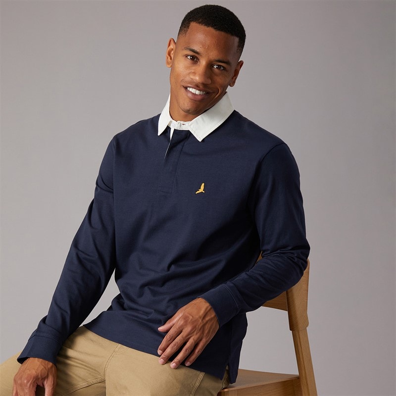 Brave Soul Herre Zeman Rugby Skjorte Navy/Optic White - Billede 1