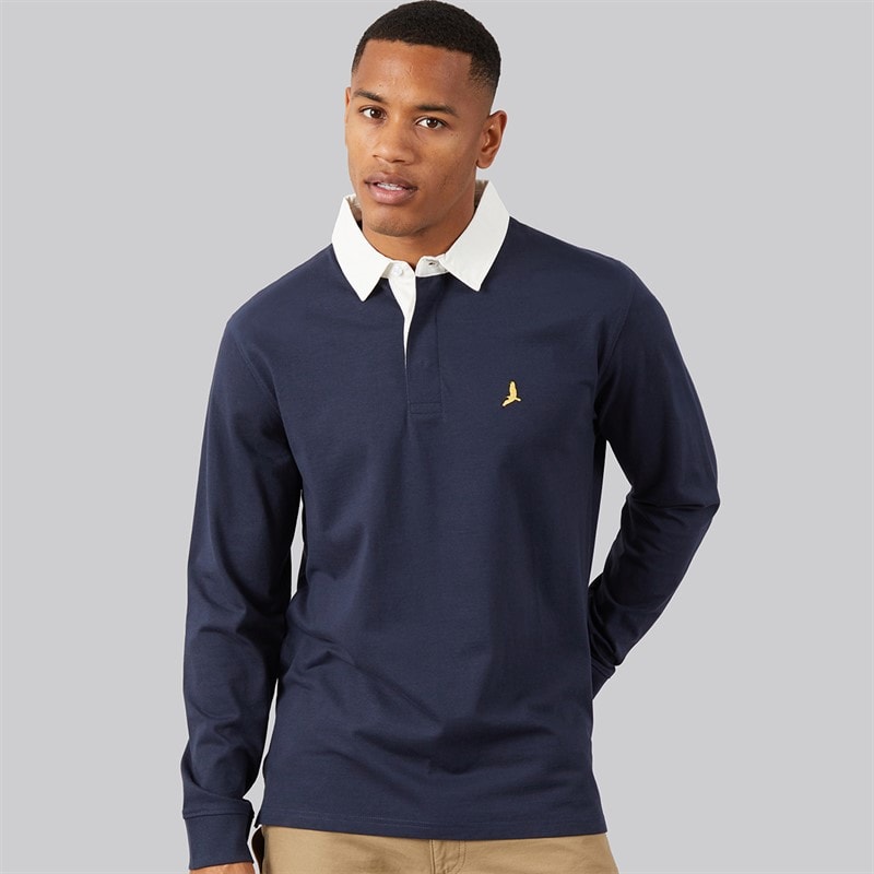 Brave Soul Herre Zeman Rugby Skjorte Navy/Optic White - Billede 3