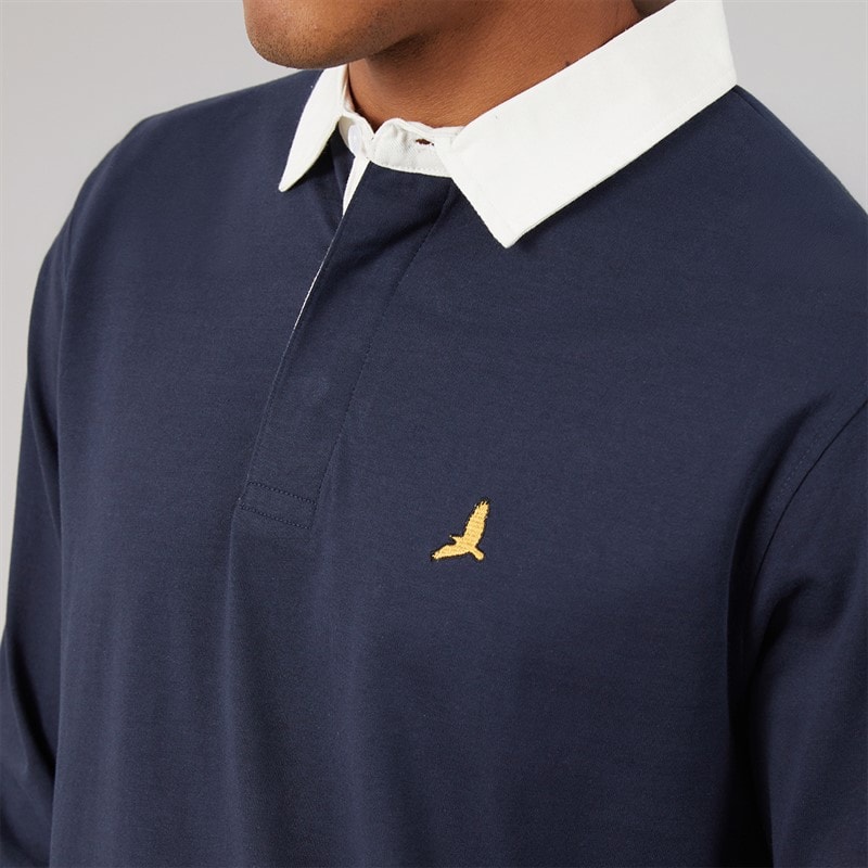 Brave Soul Herre Zeman Rugby Skjorte Navy/Optic White - Billede 5