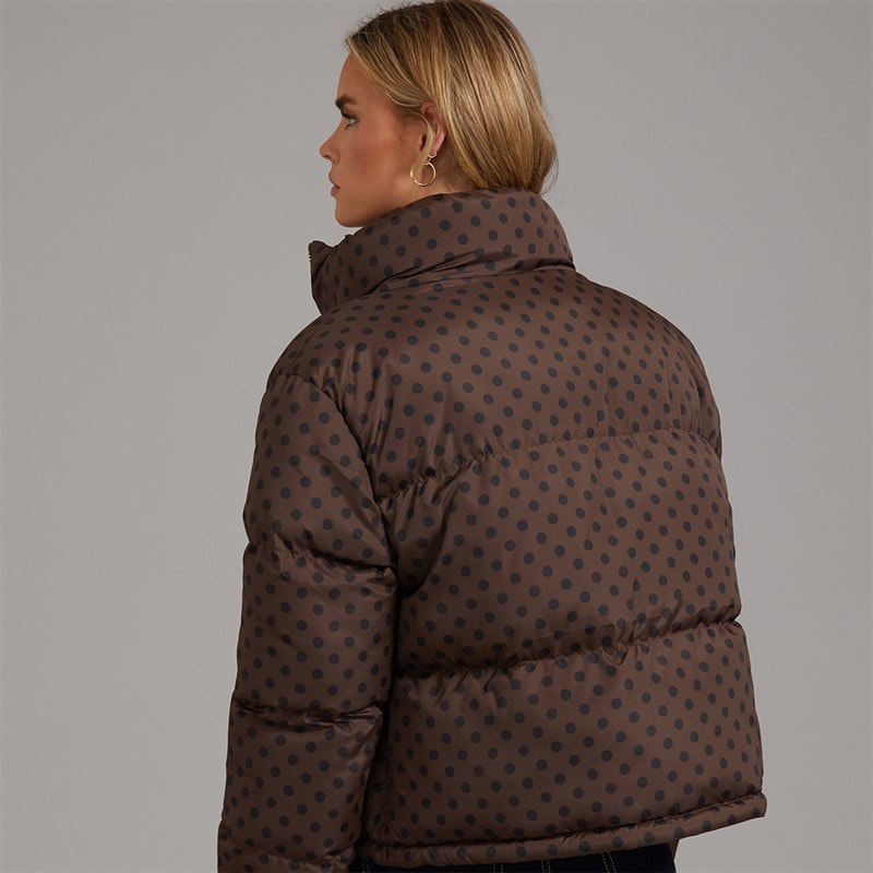 Brave Soul Dame Riva Spot Puffer Jakke Chocolate/Sort - Billede 2