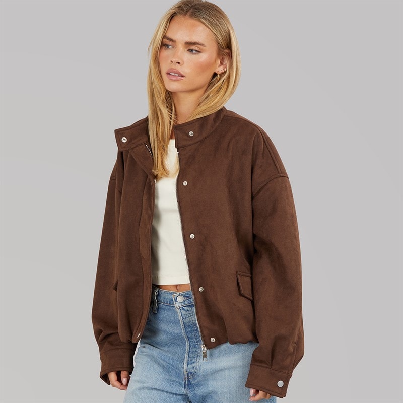 Brave Soul Dame Lenora Kunst suede Jakke Chocolate - Billede 2