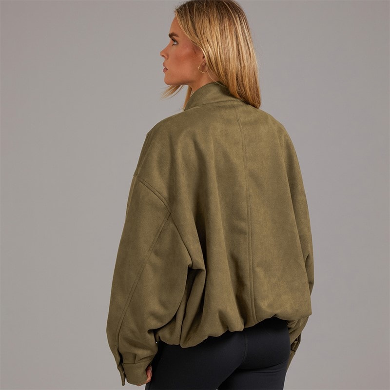 Brave Soul Dame Lenora Kunst suede Jakke Khaki - Billede 2