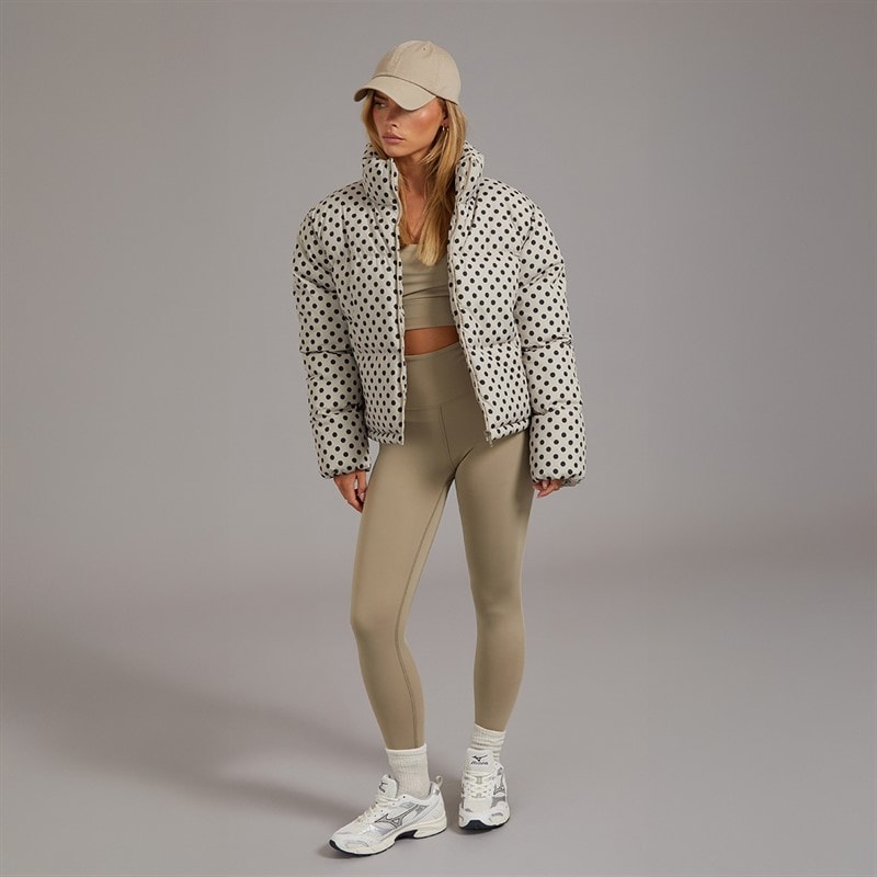 Brave Soul Dame Riva Spot Puffer Jakke Cream/Sort - Billede 3