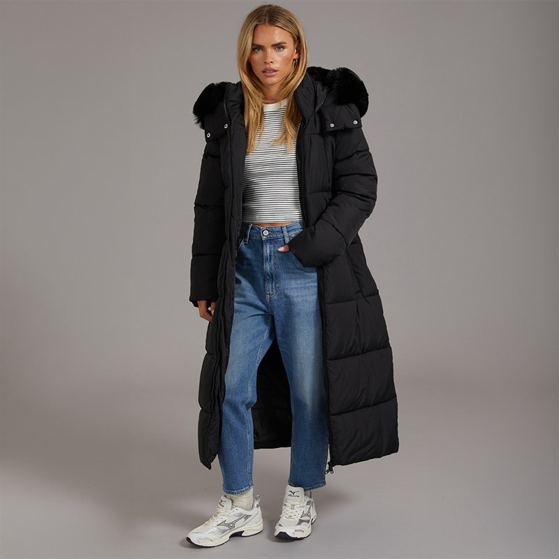 Brave Soul Dame Juveler Lang Puf Jakke Sort - Billede 4