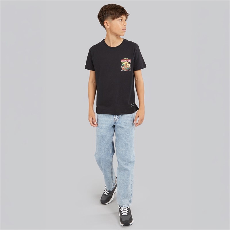 Brave Soul Drenge Scran T Shirt Jet Sort/Multifarve - Billede 4