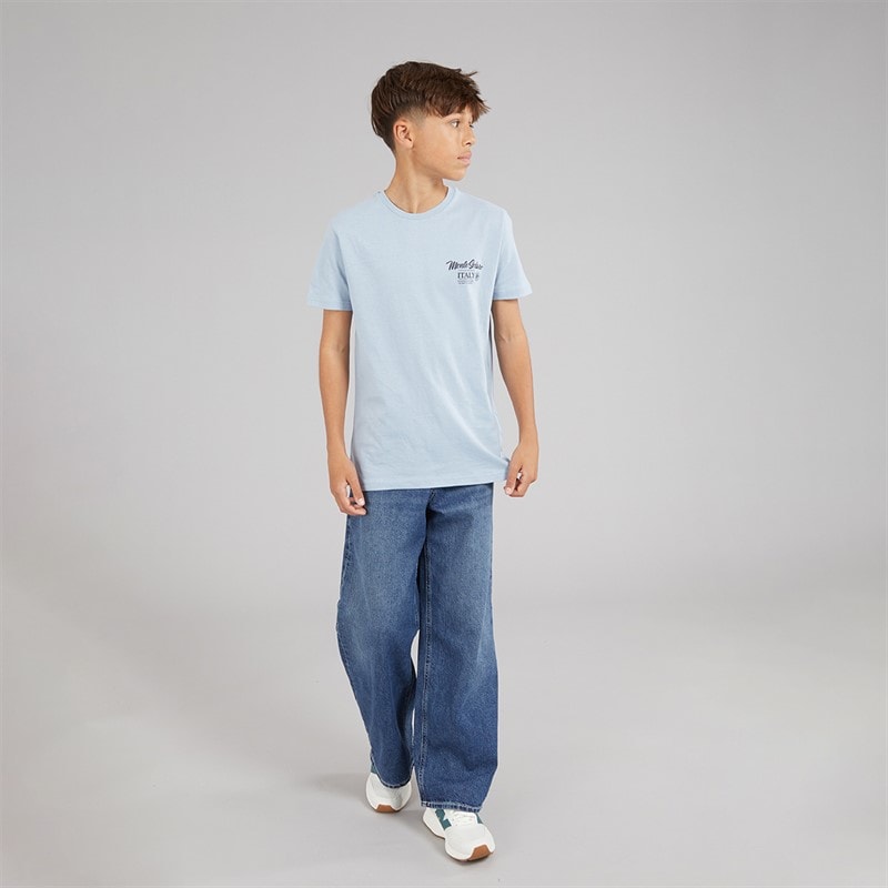 Brave Soul Drenge Solaro T-shirt Light Blue/Multi-Colour - Billede 4