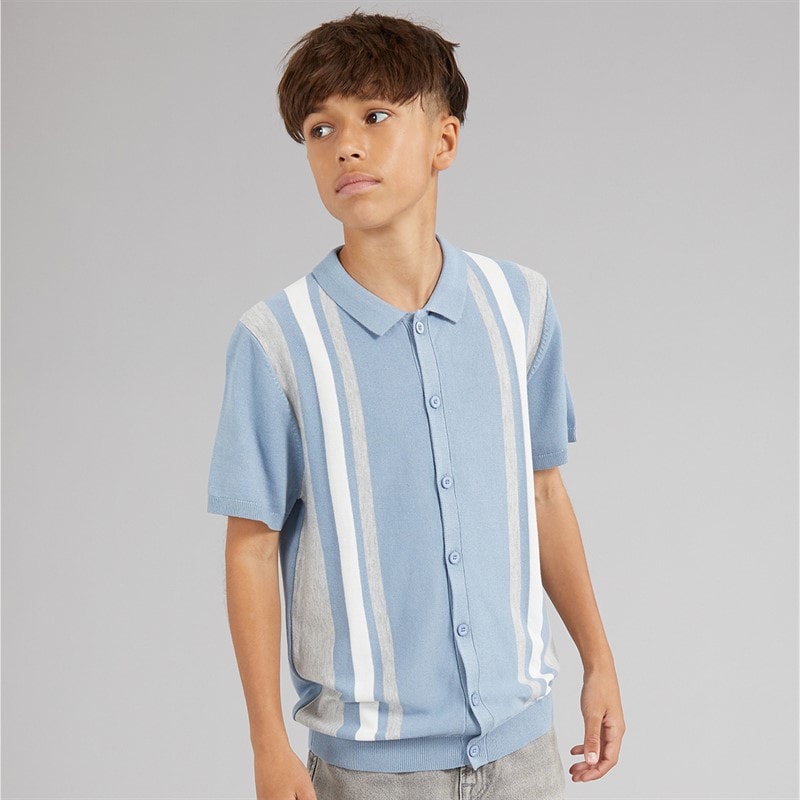 Brave Soul Drenge Woodhay Polo Shirt Steel Blue
