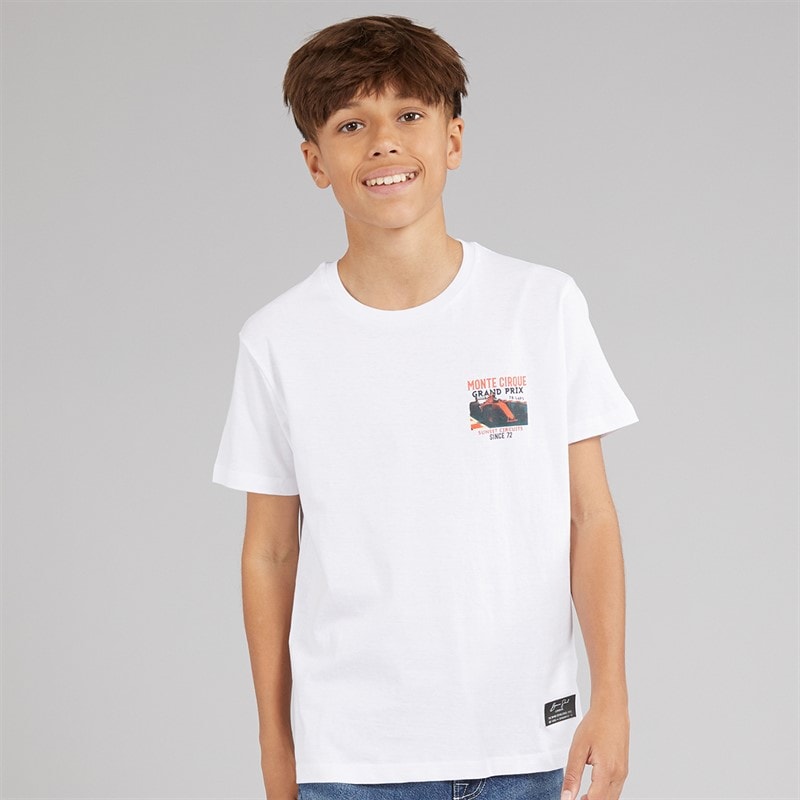 Brave Soul Drenge Meyan T Shirt Optic Hvid/Multifarvet - Billede 2
