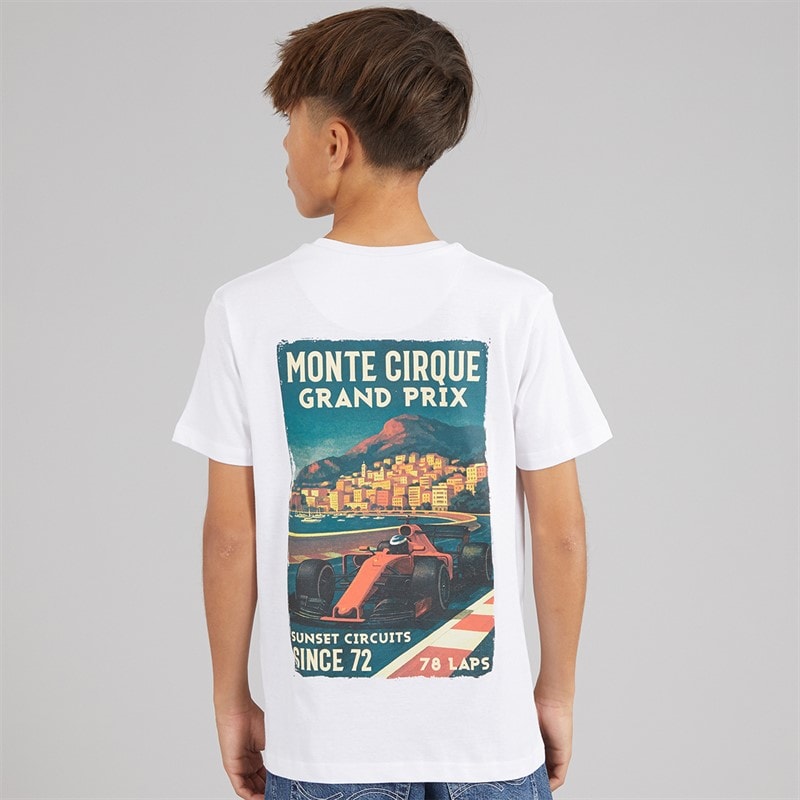 Brave Soul Drenge Meyan T Shirt Optic Hvid/Multifarvet - Billede 3