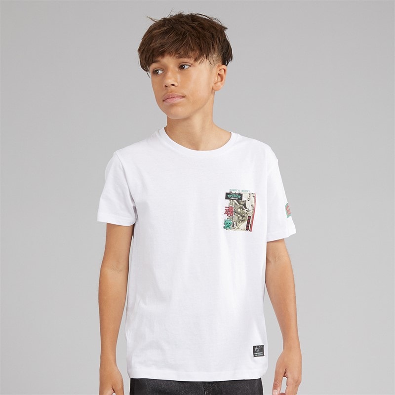 Brave Soul Drenge Ameyoko T shirt Optisk Hvid/Multifarve - Billede 2