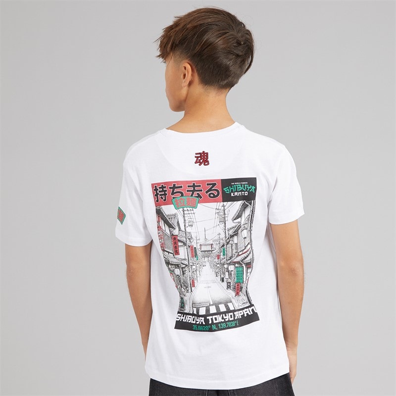 Brave Soul Drenge Ameyoko T shirt Optisk Hvid/Multifarve - Billede 3
