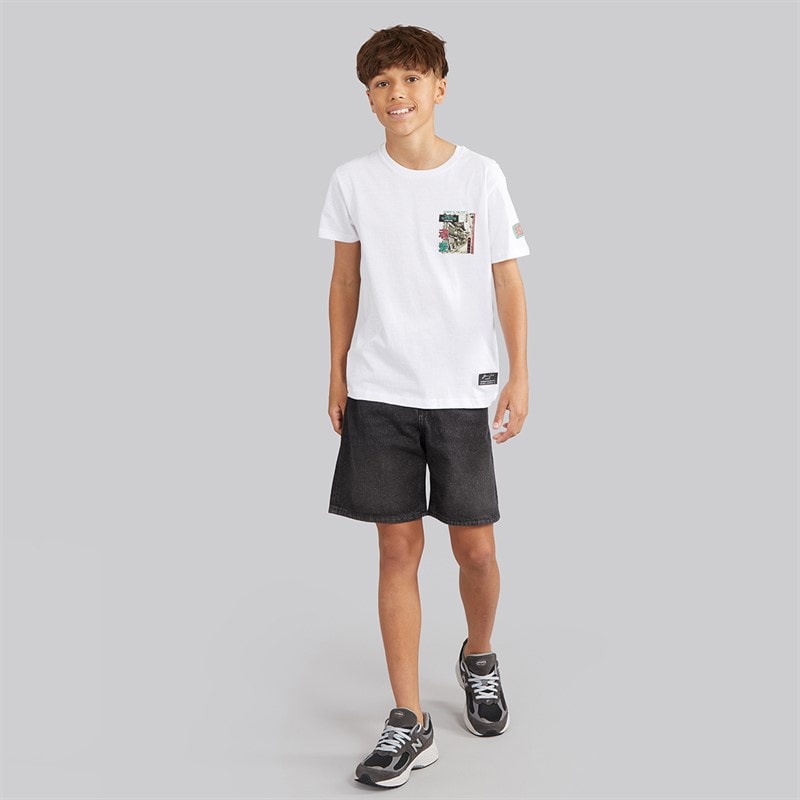 Brave Soul Drenge Ameyoko T shirt Optisk Hvid/Multifarve - Billede 4