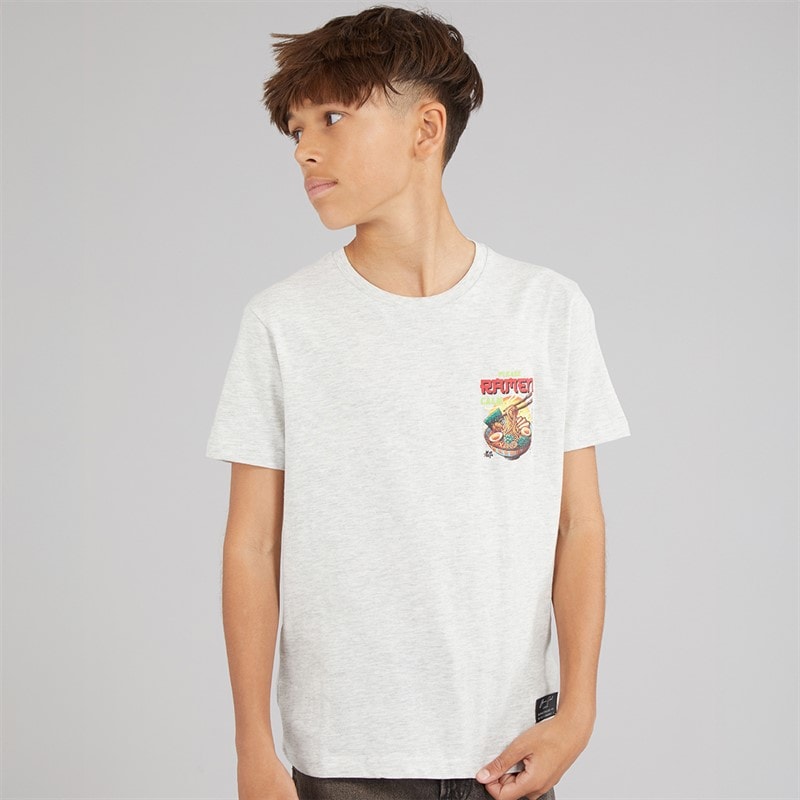 Brave Soul Drenge Scran T Shirt Ecru Marl/Multi Farve - Billede 2