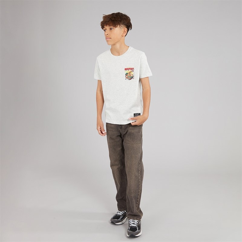 Brave Soul Drenge Scran T Shirt Ecru Marl/Multi Farve - Billede 4