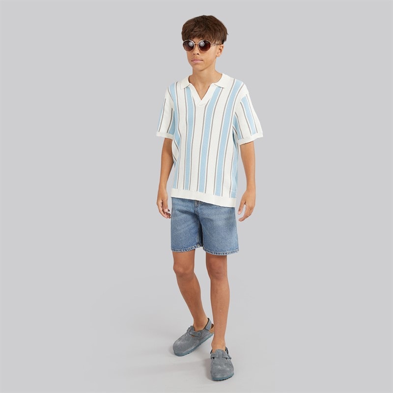 Brave Soul Drenge Rialto Polo Shirt Cream/Pale Blue/Lt Grey - Billede 4