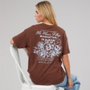 Brave Soul Dame Bloom T-shirt Brun/Blue Body/Print