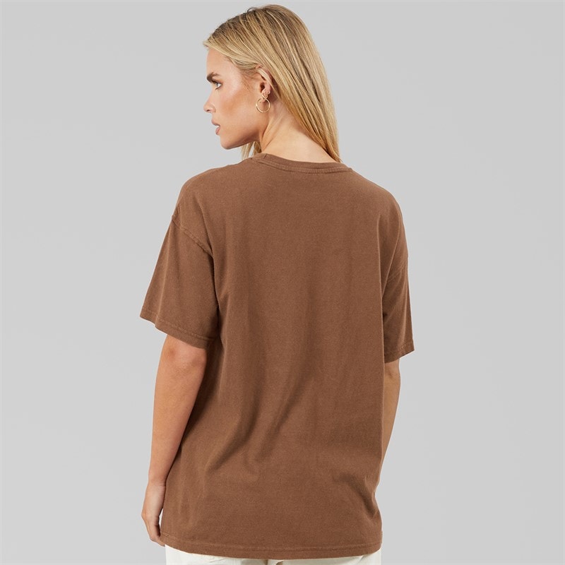 Brave Soul Dame Brooklyn T Shirt Brown Acid Wash - Billede 2