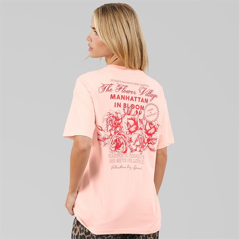 Brave Soul Dame Bloom T-shirt Lyserød/Red Body/Print - Billede 3