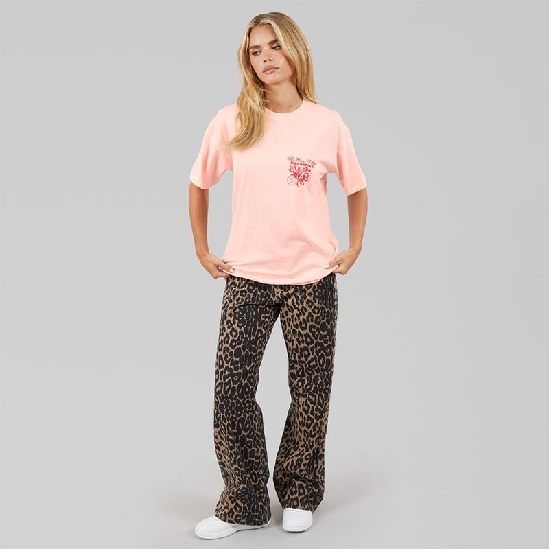 Brave Soul Dame Bloom T-shirt Lyserød/Red Body/Print - Billede 4