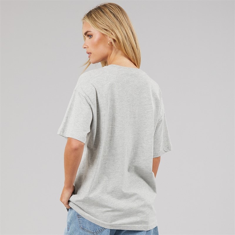 Brave Soul Dame Los Angeles T-shirt Grey Marl/Grøn/Gold - Billede 2