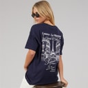 Brave Soul Dame Louvre T Shirt Navy/Pink Body/Print