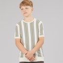 Brave Soul Drenge Gillam Strikket T-shirt Cream/Light Green/Mid Green